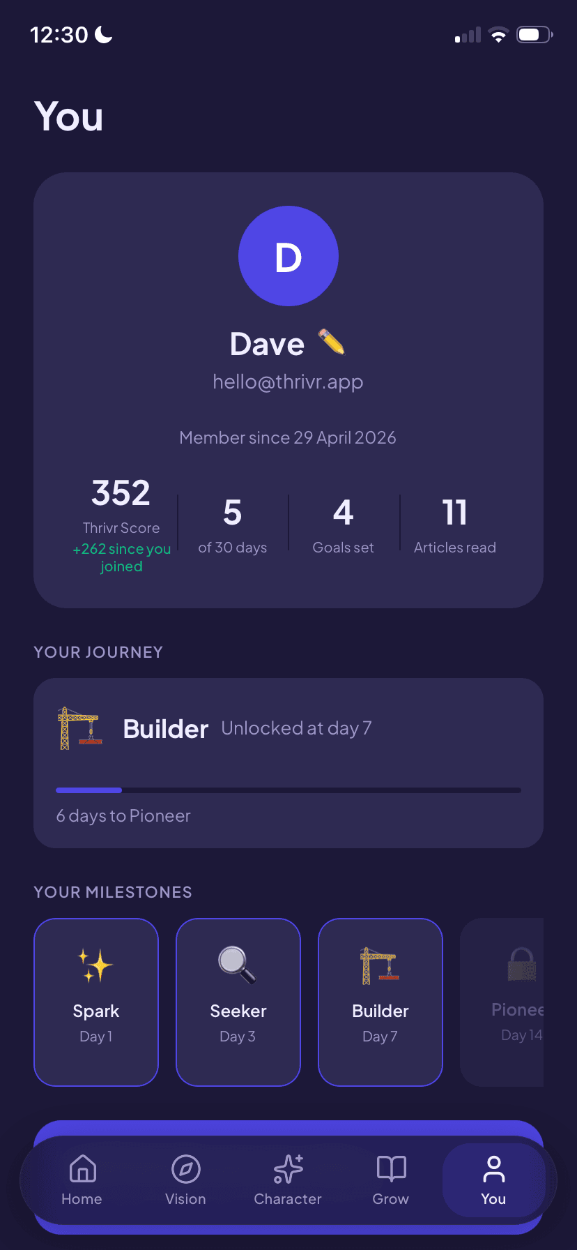 Another Thrivr screen